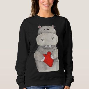 Cute Hippo Hippopotamus Holding Heart Love Hippo Trui