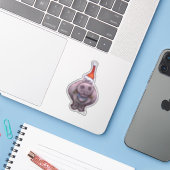 Cute Hippo in een Santa Hat Sticker (Laptop met iPhone)