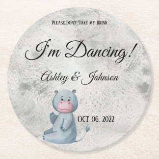 Cute Hippo Kawaii Style Animal Ronde Kartonnen Onderzetter