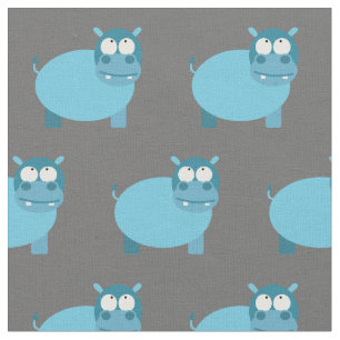 Cute Hippo Kind Baby Nursery Gray Hippopotamus Stof