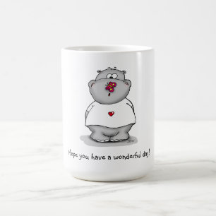 Cute Hippo met Butterfly - Een mooie dag! Koffiemok