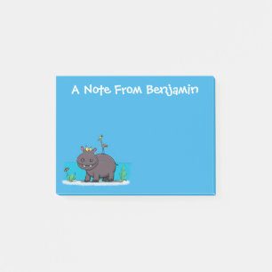 Cute hippo met cartoon op de verjaardagsgroet post-it® notes