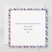 Cute Hippo Nautical 1st Birthday Boy Kaart (Achterkant)