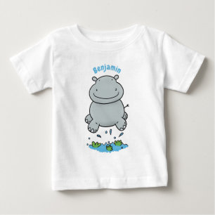Cute hippo springende cartoon illustratie