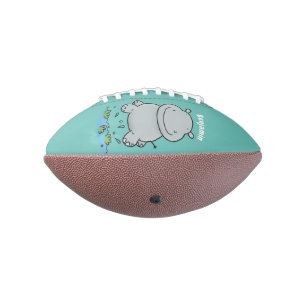 Cute hippo springende cartoon illustratie american football