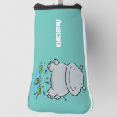 Cute hippo springende cartoon illustratie golfheadcover (Draai 90)