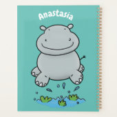 Cute hippo springende cartoon illustratie planner (Achterkant)