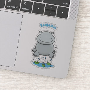 Cute hippo springende cartoon illustratie sticker