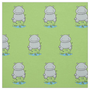 Cute hippo springende cartoon illustratie stof