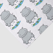 Cute hippo springende cartoon illustratie tissuepapier (Detail)