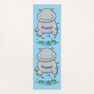 Cute hippo springende cartoon illustratie yogamat