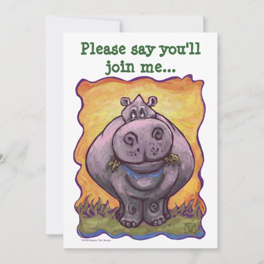 Cute Hippopotamus Birthday Kaart (Voorkant)