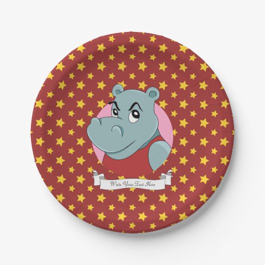 Cute hippopotamus cartoon papieren bordje (Voorkant)