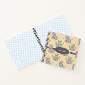 Cute Hippos and Flowers Pattern Custom Name Notitieboek (Binnen)