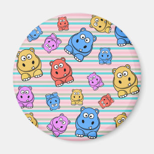 Cute Hippos Colorful Zoo Animal Theme for Children Magneet
