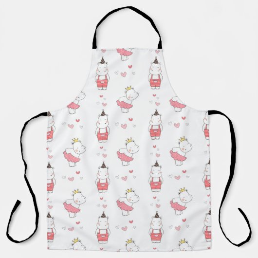 Cute Hippos Love Pattern Schort (Voorkant)