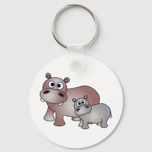 Cute Hippos Mam en Baby Sleutelhanger