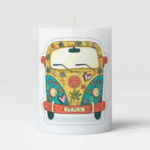 Cute hippy bus candle