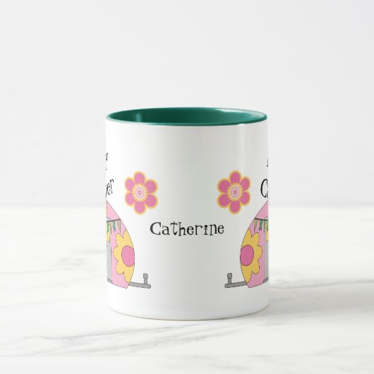 Cute Hippy Camper Personalized Mok (Midden)