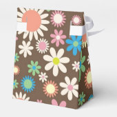 Cute Hippy Flower Power Pattern Brown Bedankdoosjes (Achterkant)