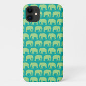 Cute Hipster Elephant Pattern Blauwgroen Green Case-Mate iPhone Case (Achterkant)