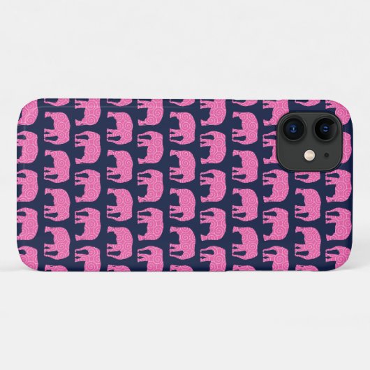 Cute Hipster Elephant Pattern Pink Blue Case-Mate iPhone Case (Achterkant (horizontaal))