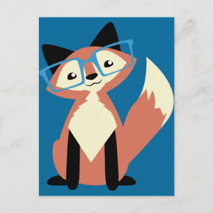 Cute Hipster Glasses Fox Briefkaart