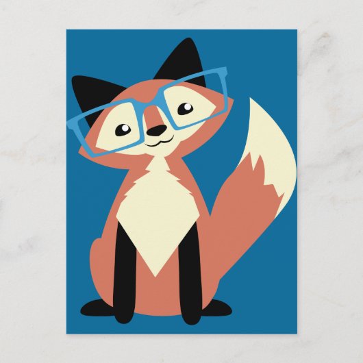 Cute Hipster Glasses Fox Briefkaart (Voorkant)