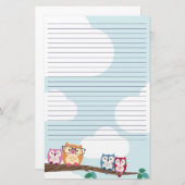 Cute Hipster Glasses Owl Briefpapier (Voorkant / Achterkant)