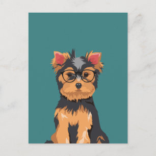 Cute Hipster Little Yorkshire Terrier Briefkaart