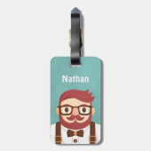 Cute Hipster Mustache Gentleman Bagagelabel (Achterkant verticaal)