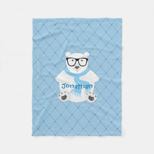 Cute Hipster Polar Beer Blue Personalized Fleece Deken