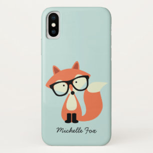 Cute Hipster Red Fox iPhone X Hoesje