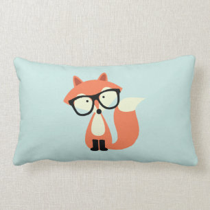 Cute Hipster Red Fox en Mint Chevron Pattern Kussen