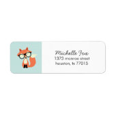 Cute Hipster Red Fox Etiket (Voorkant)