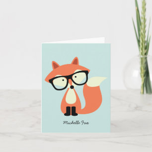Cute Hipster Red Fox Folded Thank You Notes