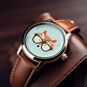 Cute Hipster Red Fox Horloge
