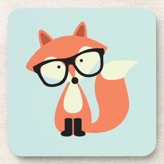 Cute Hipster Red Fox Onderzetter (Voorkant)