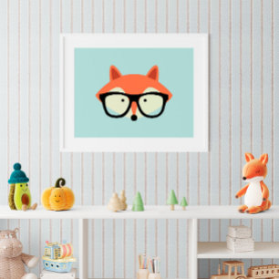 Cute Hipster Red Fox Poster