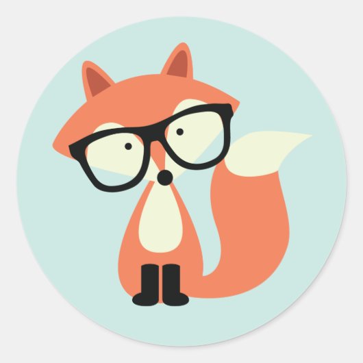Cute Hipster Red Fox Ronde Sticker (Voorkant)