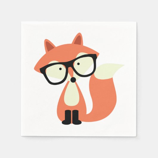 Cute Hipster Red Fox Servet (Voorkant)