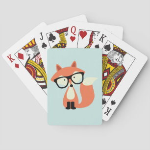 Cute Hipster Red Fox Speelkaarten