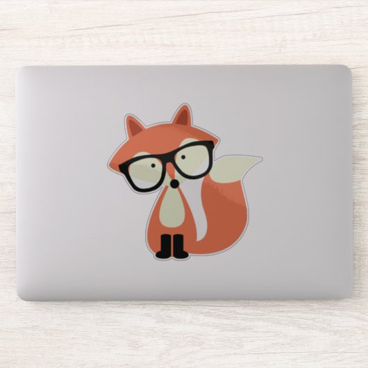 Cute Hipster Red Fox Sticker (Computer)