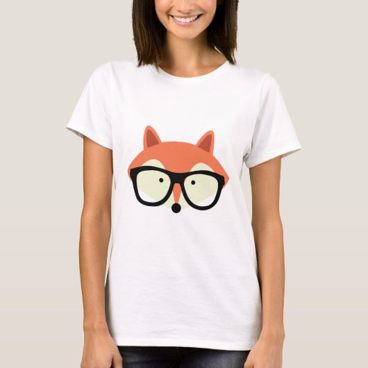 Cute Hipster Red Fox T-shirt (Voorkant)