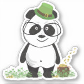 Cute Hipster St Patricks Day Panda Beer Tekening Sticker (Voorkant)