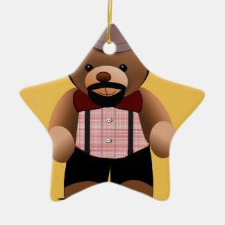 Cute Hipster Teddy Bear met baard Keramisch Ornament