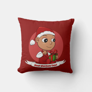 Cute Hispanic baby met een cartoon voor kerstpet Kussen