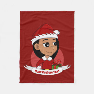 Cute Hispanic girl met lang zwart haar Fleece Deken