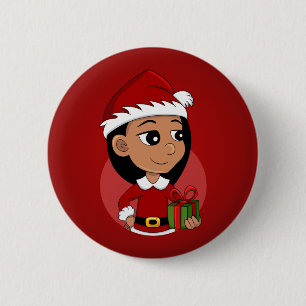 Cute Hispanic girl met lang zwart haar Ronde Button 5,7 Cm