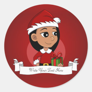 Cute Hispanic girl met lang zwart haar Ronde Sticker